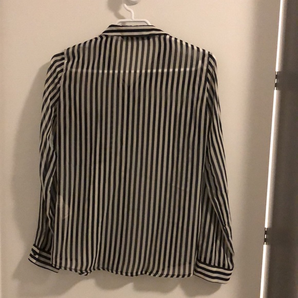 Sheer Black & White Stripe Blouse - Picture 2 of 4